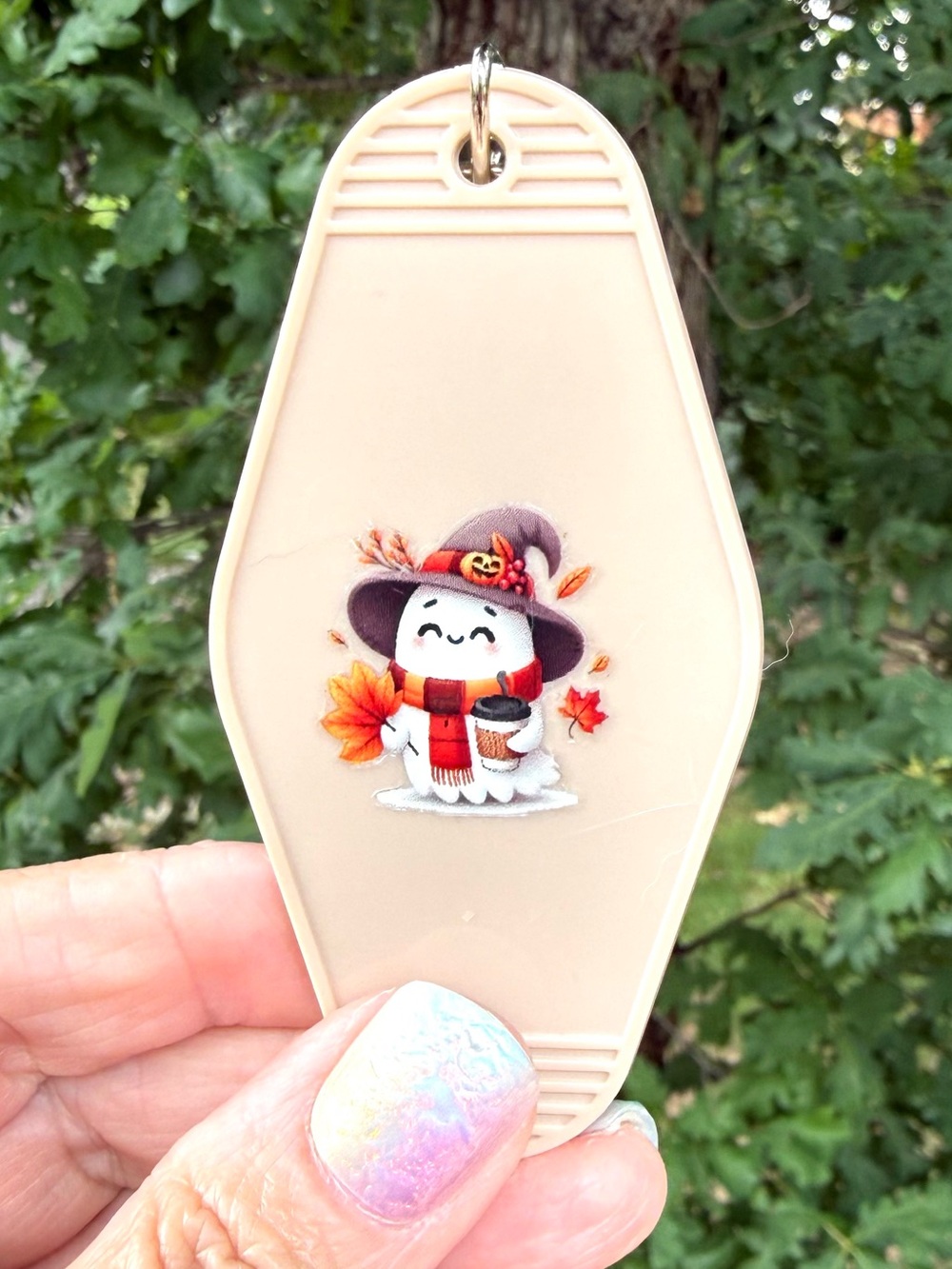 Vintage style motel key 3.5 keychain fall autumn Halloween-themed gift idea